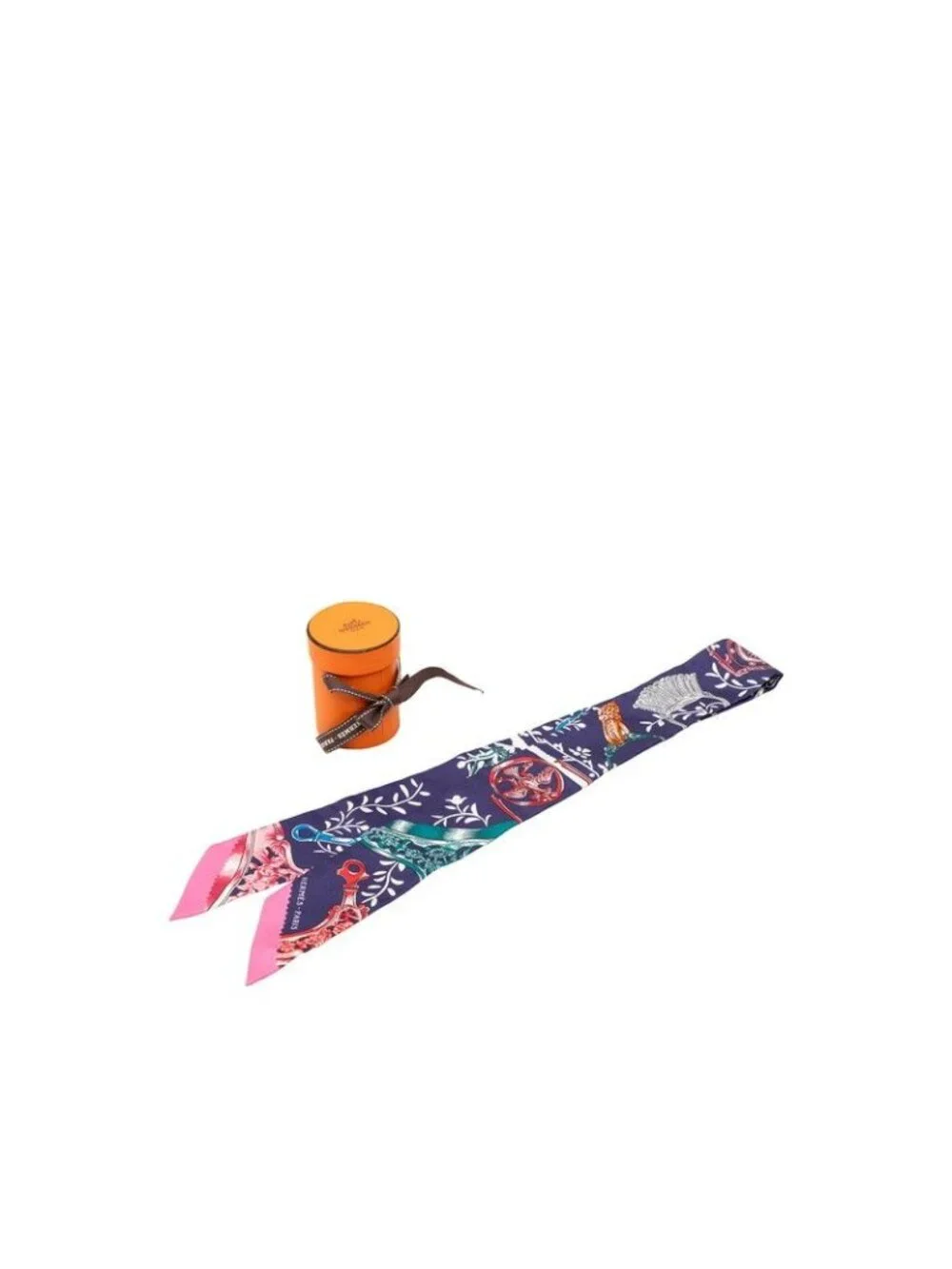 Hermes Twilly Etriers Remix Stirrup Scarf Navy Silk
